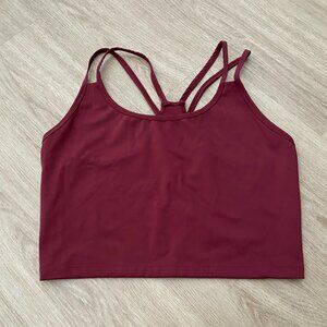 WalkPop Womens Activewear Sports Bra Strappy Scoop Neck Racerback Maroon Size 1X